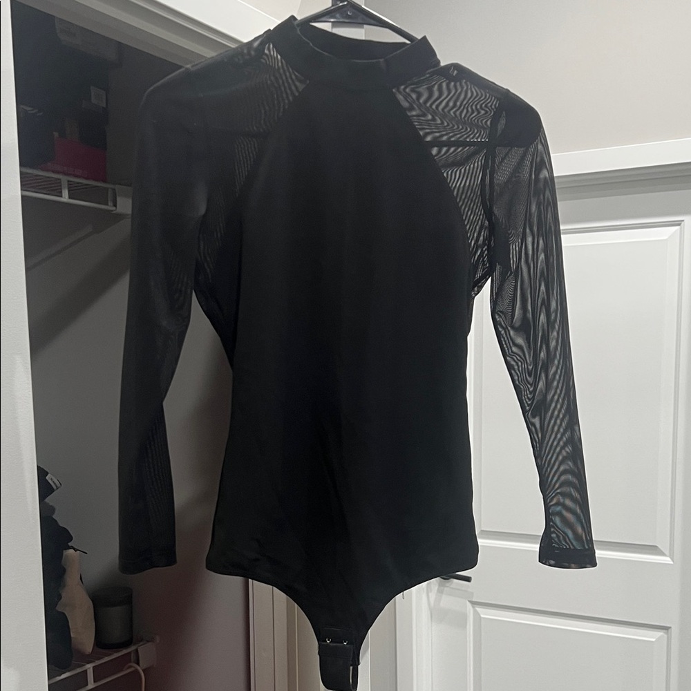 Black Sheer Long Sleeve Bodysuit